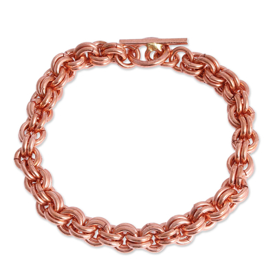 Handcrafted Copper Rolo Chain Bracelet from Mexico