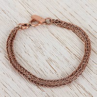 Copper chain bracelet, 'Bright Inspiration' - Handcrafted Copper Braided Chain Bracelet from Mexico