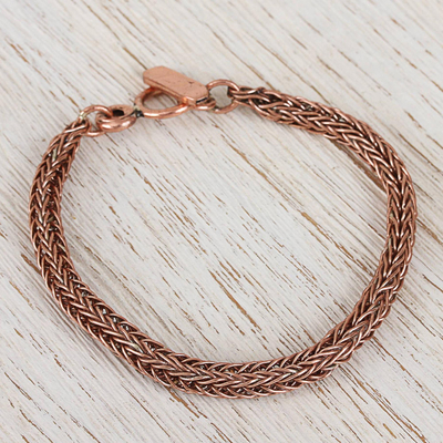 Copper chain bracelet, 'Bright Inspiration' - Handcrafted Copper Braided Chain Bracelet from Mexico