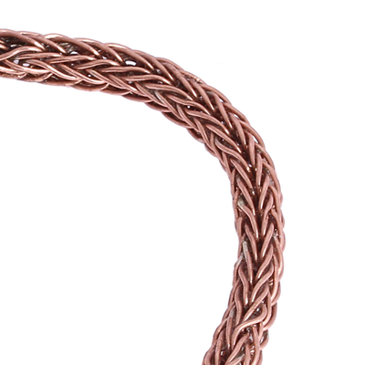 Pulsera de cadena de cobre, 'Bright Inspiration' - Pulsera de cadena trenzada de cobre hecha a mano de México