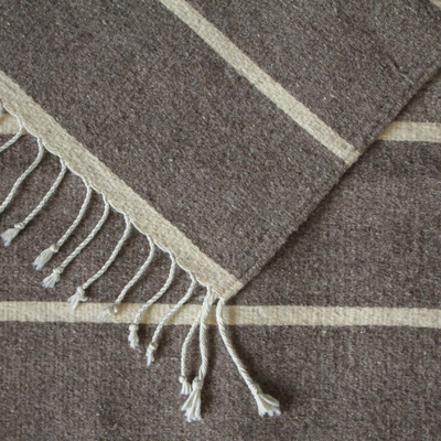 Wool area rug, 'Marble and Ash' (2x3) - Striped Wool Area Rug in Greys from Mexico (2x3)
