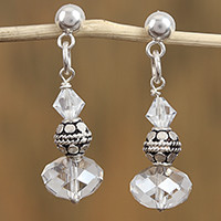 Swarovski crystal dangle earrings, 'Sparkling Fantasy' - Sterling Silver and Swarovski Crystal Dangle Earrings