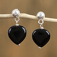 Swarovski crystal dangle earrings, 'Deep Beauty' - Sterling Silver and Swarovski Crystal Dangle Earrings
