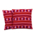 Cotton cushion covers, 'Fiery Rhombus' (pair) - Rhombus Motif Cotton Cushion Covers in Red (Pair) (image 2a) thumbail