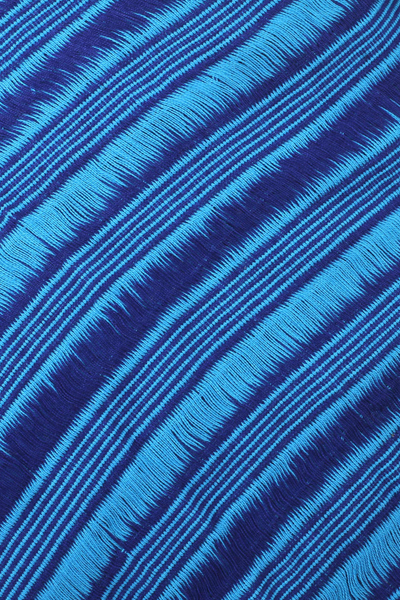 Cotton scarf, 'Between Ocean Waves' - Striped Cotton Scarf in Cerulean and Royal Blue from Mexico