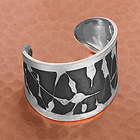 Manschettenarmband aus Sterlingsilber, „Modern Pollock“ – Modernes Manschettenarmband aus Sterlingsilber aus Mexiko