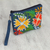 Cotton cosmetic bag, 'Flowers of Zinacantan' - Floral Embroidered Cotton Cosmetic Bag from Mexico thumbail