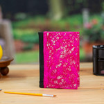 Recycled paper journal, 'Fuchsia Delicacy' - Recycled Paper Journal with Fuchsia Motifs from Mexico