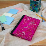 Recycled paper journal, 'Fuchsia Delicacy' - Recycled Paper Journal with Fuchsia Motifs from Mexico