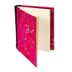 Recycled paper journal, 'Fuchsia Delicacy' - Recycled Paper Journal with Fuchsia Motifs from Mexico