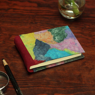 Recycled paper journal, 'Colorful Collage' - Multicolored Recycled Paper Journal from Mexico