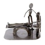 Upcycled metal auto part sculpture, 'Day at the Doctor' - Upcycled Metal Auto Part Sculpture from Mexico