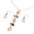 Gold plated multi-gemstone jewelry set, 'Exotic Wonder' - Gold Plated Multigem Necklace and Earring Set from Mexico (image 2a) thumbail