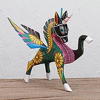 Handcrafted Wood Alebrije Pegasus Sculpture from Peru - Proud Pegasus ...