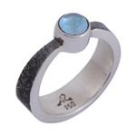 Blue topaz solitaire ring, 'Xolotl Gleam' - Taxco Silver Blue Topaz Solitaire Ring from Mexico
