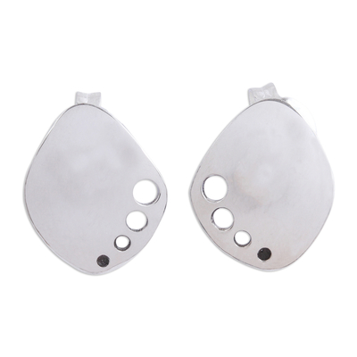 Silver drop earrings, 'Modern Xolotl' - Modern Taxco Silver Drop Earrings from Mexico