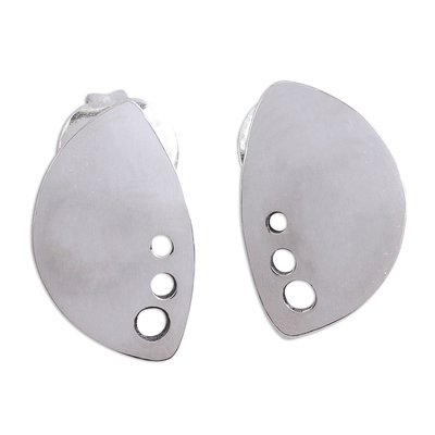 Silver stud earrings, 'In the Soul' - Taxco Silver Modern Stud Earrings from Mexico