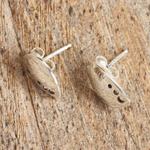 Silver stud earrings, 'In the Soul' - Taxco Silver Modern Stud Earrings from Mexico