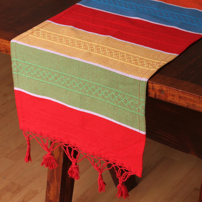 multi coloured table runner