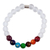 Agate and tiger's eye beaded stretch bracelet, 'Seven Chakras in White' - Agate and Tiger's Eye Chakra Bracelet in White from Mexico (image 2a) thumbail