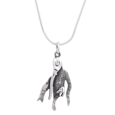 Collar colgante de plata esterlina - Collar con colgante de plata de ley con colibrí de aterrizaje