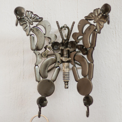 Upcycled metal auto part wall sculpture, 'Beautiful Wingspan' - Upcycled Auto Part Butterfly Wall Sculpture from Mexico