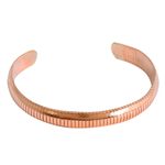 Copper cuff bracelet, 'Texture and Shine' - Handcrafted Unisex Upcycled Copper Cuff Bracelet from Mexico