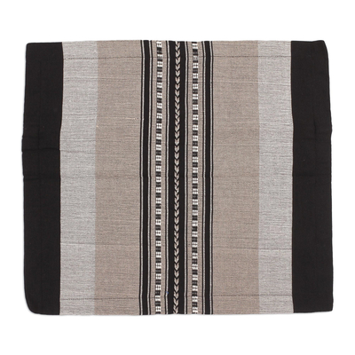 Zapotec cotton cushion cover, 'River Rocks' - Handwoven Striped Cotton Cushion Cover from Mexico