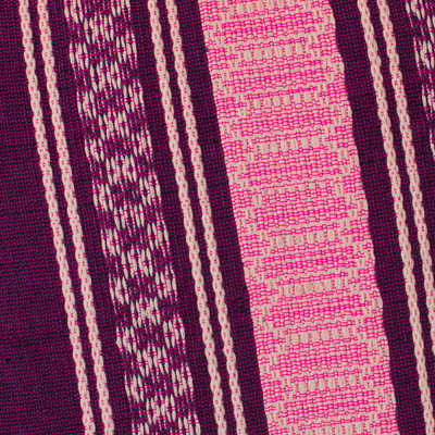 Cotton cushion cover, 'Delicious Boysenberry' - Handwoven Cotton Cushion Cover in Boysenberry from Mexico