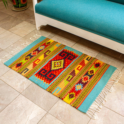 UNICEF Market  Zapotec Geometric Wool Area Rug from Mexico (2x3