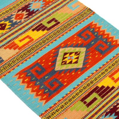Wollteppich, (2x3) - Geometrischer Zapotec-Wollteppich aus Mexiko (2x3)