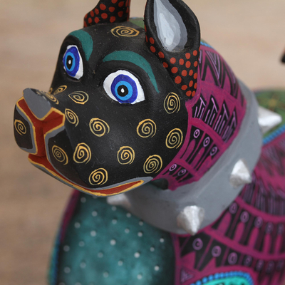 Wood alebrije sculpture, 'Awesome Canine' - Handcrafted Wood Alebrije Canine Sculpture from Mexico