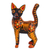 Wood alebrije figurine, 'Fiery Cat' - Wood Alebrije Cat Figurine in Orange from Mexico