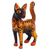Alebrije-Figur aus Holz - Alebrije-Katzenfigur aus Holz in Orange aus Mexiko