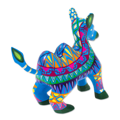 Wood alebrije figurine, 'Vibrant Camel' - Colorful Wood Alebrije Camel Figurine from Mexico