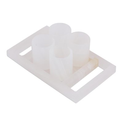 Onyx shot glasses, 'Ivory Party' (set of 4) - Ivory-Colored Onyx Shot Glasses from Mexico (Set of 4)