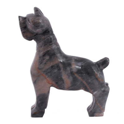 Marble sculpture, 'Grey Terrier' - Marble Dog Sculpture in Grey from Mexico
