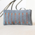 Wool cosmetics bag, 'Attention' - Azure and Orange Line Motif Handwoven Wool Cosmetics Case