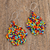 Glass beaded dangle earrings, 'Huichol Color' - Multicolored Glass Beaded Dangle Earrings from Mexico (image 2b) thumbail