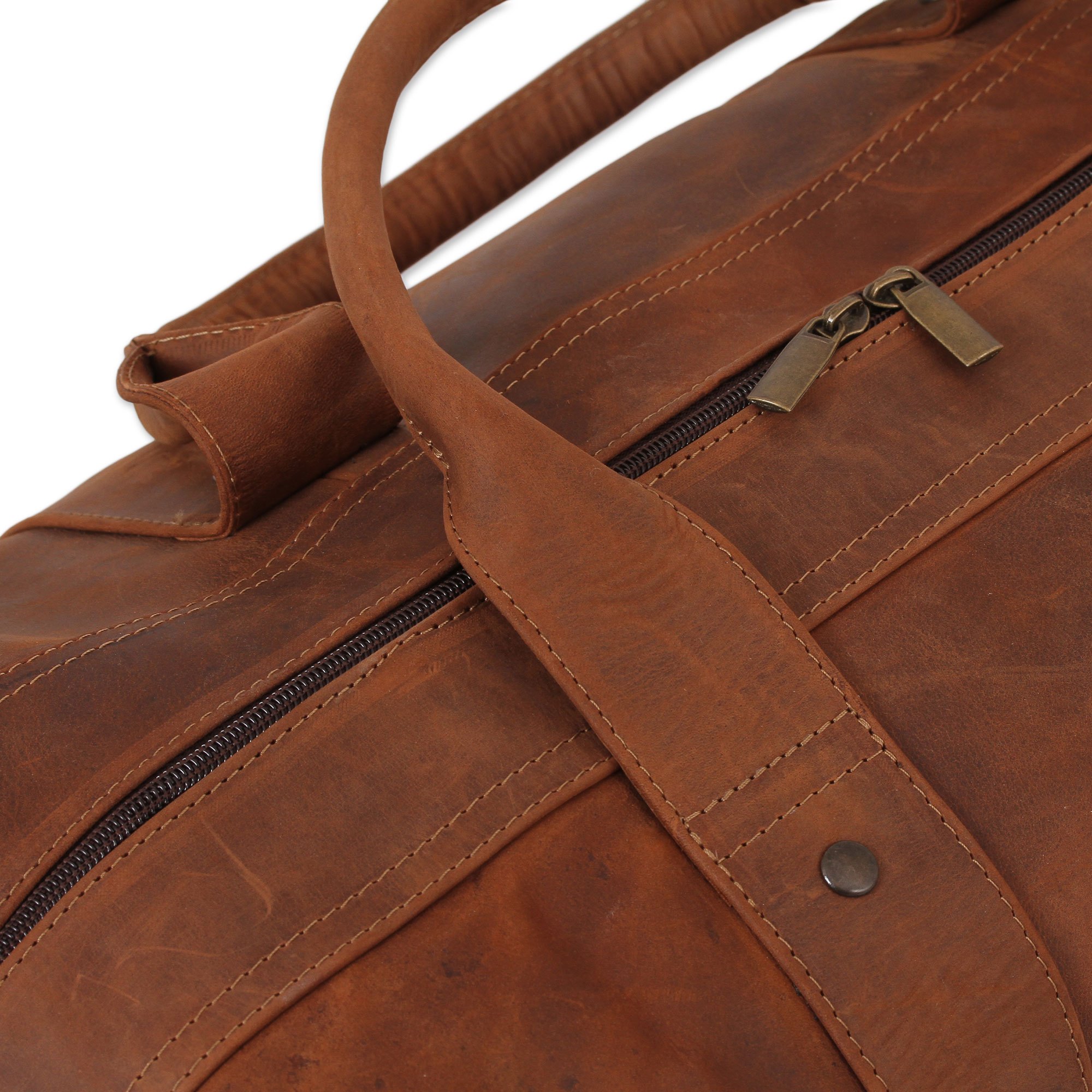 Handcrafted Rugged Brown Leather Overnight Bag Overnighter NOVICA