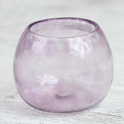 Recycled glass wine glasses, 'Lilac Relaxation' (set of 4) - Recycled Glass Wine Glasses in Lilac from Mexico (Set of 4)