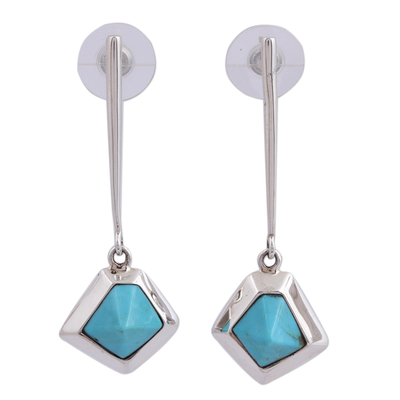 Geometric Turquoise Dangle Earrings from Mexico