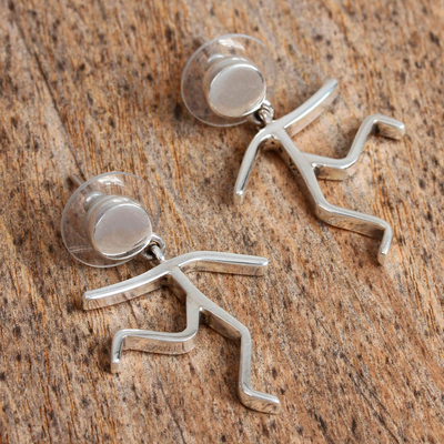 Sterling silver dangle earrings, 'Taxco Joy' - Taxco Sterling Silver Dangle Earrings from Mexico