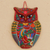Ceramic wall sculpture, 'Passionate Owl' - Floral Ceramic Owl Wall Sculpture in Red from Mexico (image 2) thumbail