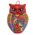 Ceramic wall sculpture, 'Passionate Owl' - Floral Ceramic Owl Wall Sculpture in Red from Mexico thumbail