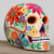Ceramic tealight holder, 'Floral Skull' - Floral Skull Ceramic Tealight Holder from Mexico (image 2) thumbail