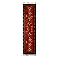 Wool runner, 'Mesmerizing Zapotec' (2.5x10) - Handwoven Zapotec Wool Runner Rug from Mexico (2.5x10)