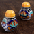 Ceramic salt and pepper shakers, 'Zacatlan Flowers' (pair) - Hand-Painted Ceramic Salt and Pepper Shakers (Pair)