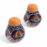 Ceramic salt and pepper shakers, 'Zacatlan Flowers' (pair) - Hand-Painted Ceramic Salt and Pepper Shakers (Pair)