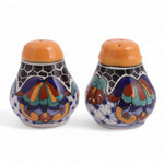 Ceramic salt and pepper shakers, 'Zacatlan Flowers' (pair) - Hand-Painted Ceramic Salt and Pepper Shakers (Pair)